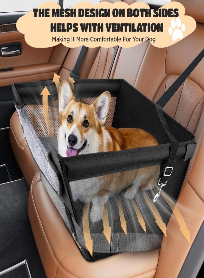 BONTHEE Elevated Dog Car Booster Seat for Dogs & Cats up to 35LB, 6-Inch Memory Foam Pet Booster Seat, Side Breathable Mesh,Portable Travel-Safe Bed for Cars,Elevated Car Seat for Small Medium Dogs - Image 3
