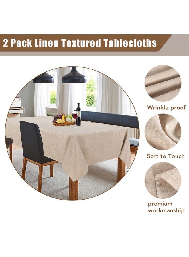 Fitable Beige Faux Linen Tablecloths Rectangle 60 x 84 Inch - 6 Pack Neutral Table Clothes for 4 Foot Tables, Wrinkle-Proof Faux Burlap Table Covers for Dining, Farmhouse, Outdoor Picnic, Camping - Image 4