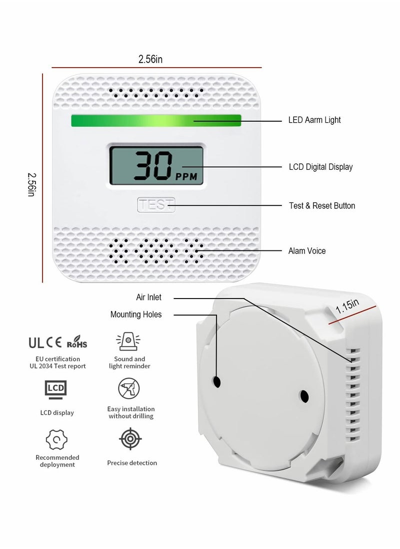 Y&D - Carbon Monoxide Detectors, CO Alarm Detector Device with LCD Digital Display for Travel RV Home, Portable Electrochemical Sensor, Battery Powered - Image 1