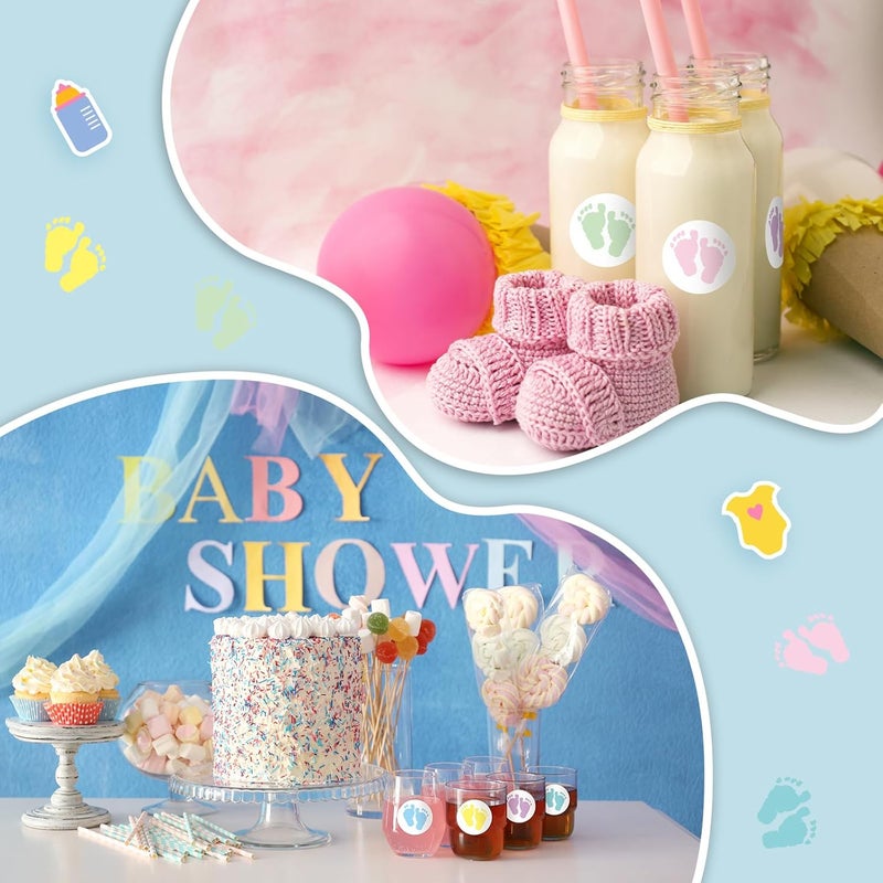 Gilprop 198 Pcs Footprint Envelope Seal Stickers Foot Stickers Shape Seal Stickers Your Invited Stickers for Envelopes for Baby Shower Greeting Invitation Cards Envelope Sealing Birthday Gift Wrapping - Image 4