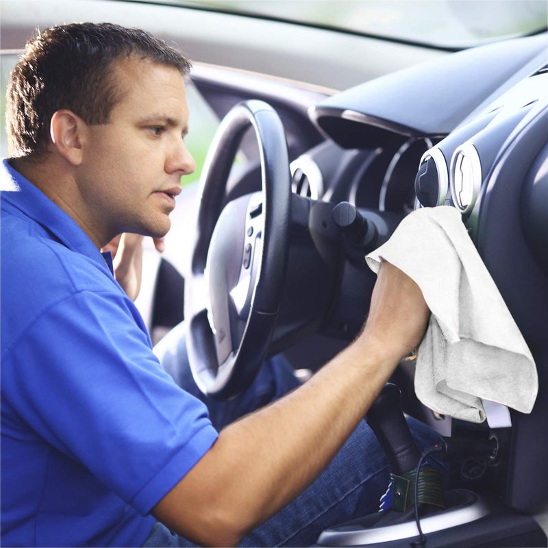 TALVANIA Shop Towels â€“ Pack of 50 Reusable Cleaning Rags â€“ Durable Quality Cotton â€“ 13" x 13"â€“ Machine Washable â€“ Suitable for All Purposes (White) - Image 4