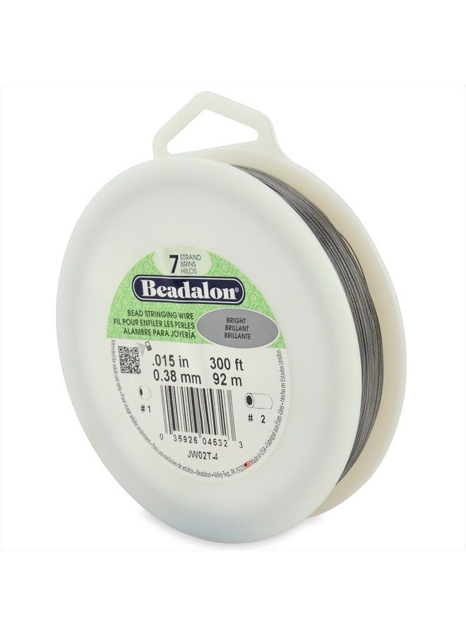 Beadalon 7 Strand Stainless Steel Bead Stringing Wire.015 in / 0.38 mm, Bright, 300 ft / 91 m - Image 1