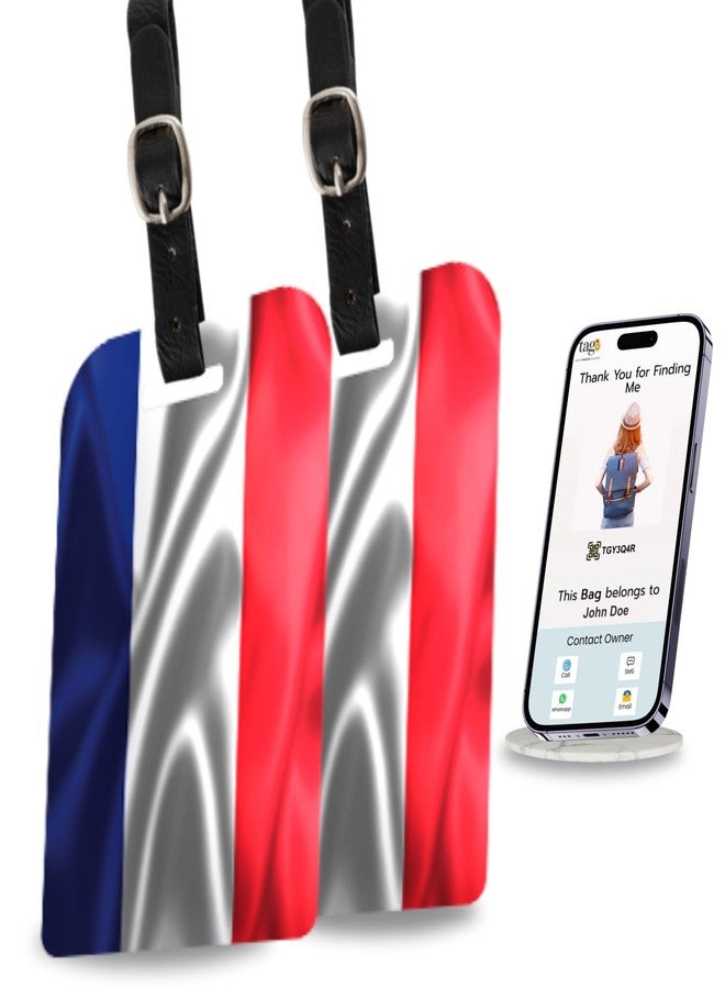 tag8 Bag Security Luggage Tags, 2 Pcs France Flag Bag Tags with Airport Tracer Code, Suitcase Luggage Tags Travel Suitcase Baggage Handbag Tag | Stop Losing, Start Tagging - Image 1