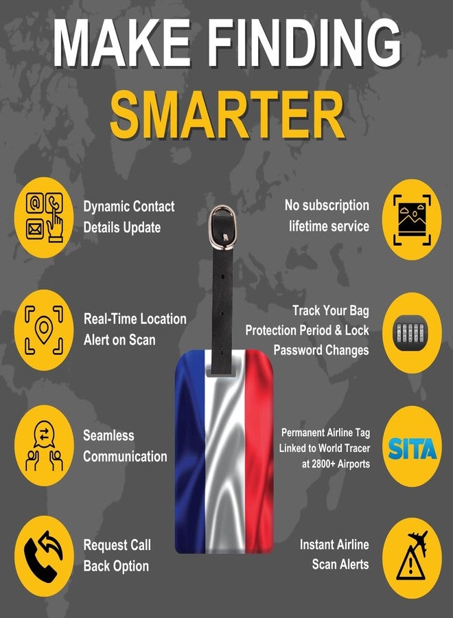 tag8 Bag Security Luggage Tags, 2 Pcs France Flag Bag Tags with Airport Tracer Code, Suitcase Luggage Tags Travel Suitcase Baggage Handbag Tag | Stop Losing, Start Tagging - Image 4