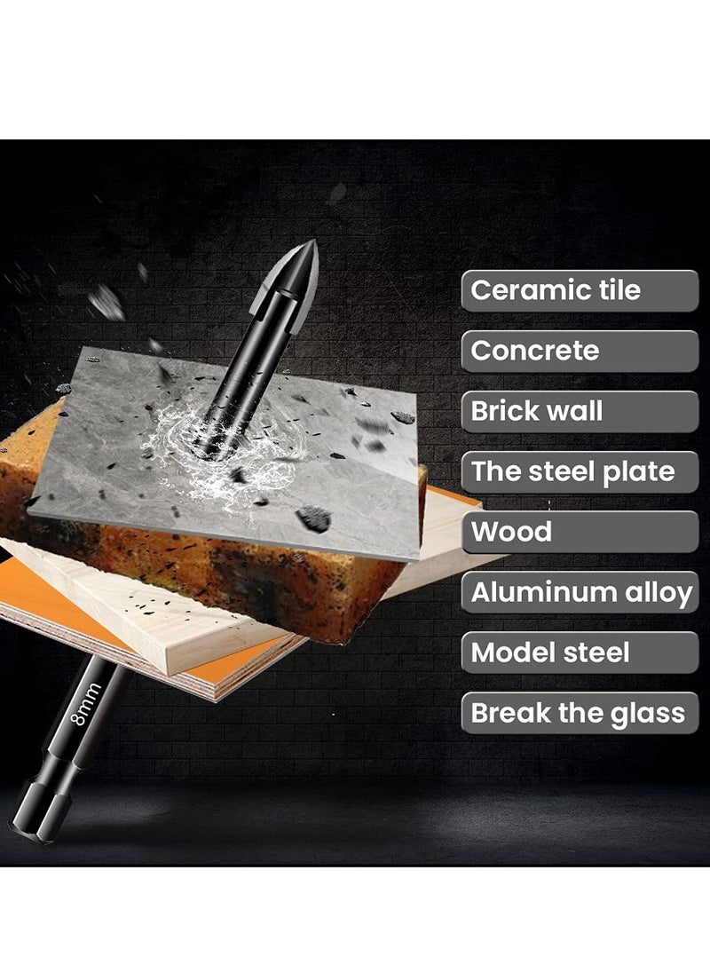 KASTWAVE - Drill Bit Set, Efficient Universal Drill Tools Multifunctional Triangle Drill Bit Set, Hard Triangular Cross Alloy Drill Bit Set for Glass, Plastic, Tile, Wood, Concrete, Drill Tip Tools (6 Pieces) - Image 1