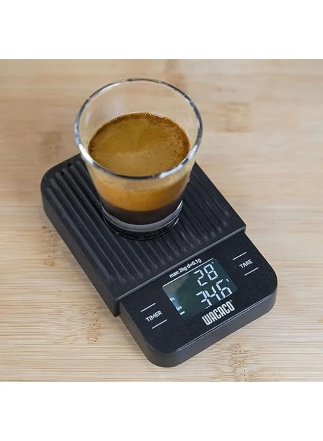 WACACO Exagram Coffee Scale with Timer, Pocket Digital Kitchen Weighing Scale, Portable & Lightweight with Protective Silicone Pad, 0.1 g/0.0035 oz Accuracy, (Batteries Not Included)
