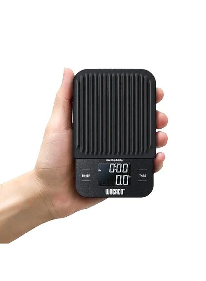 WACACO Exagram Coffee Scale with Timer, Pocket Digital Kitchen Weighing Scale, Portable & Lightweight with Protective Silicone Pad, 0.1 g/0.0035 oz Accuracy, (Batteries Not Included)