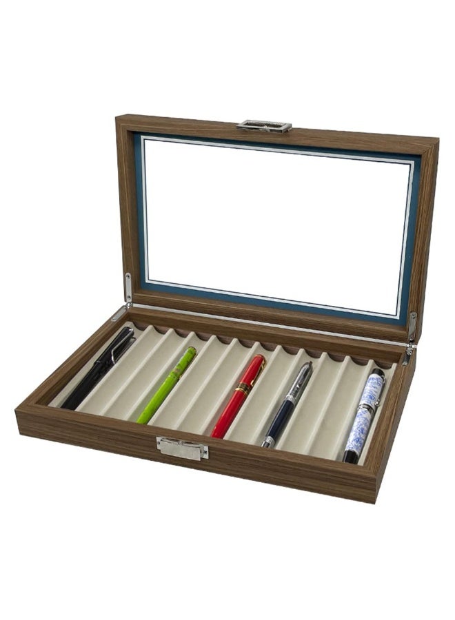 kunshao 12 Slot Pen Display Box with Lid, Wood Pen Display Case, Pen Storage Collection Display Box - Image 1