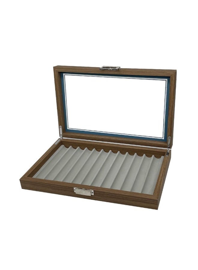 kunshao 12 Slot Pen Display Box with Lid, Wood Pen Display Case, Pen Storage Collection Display Box - Image 5