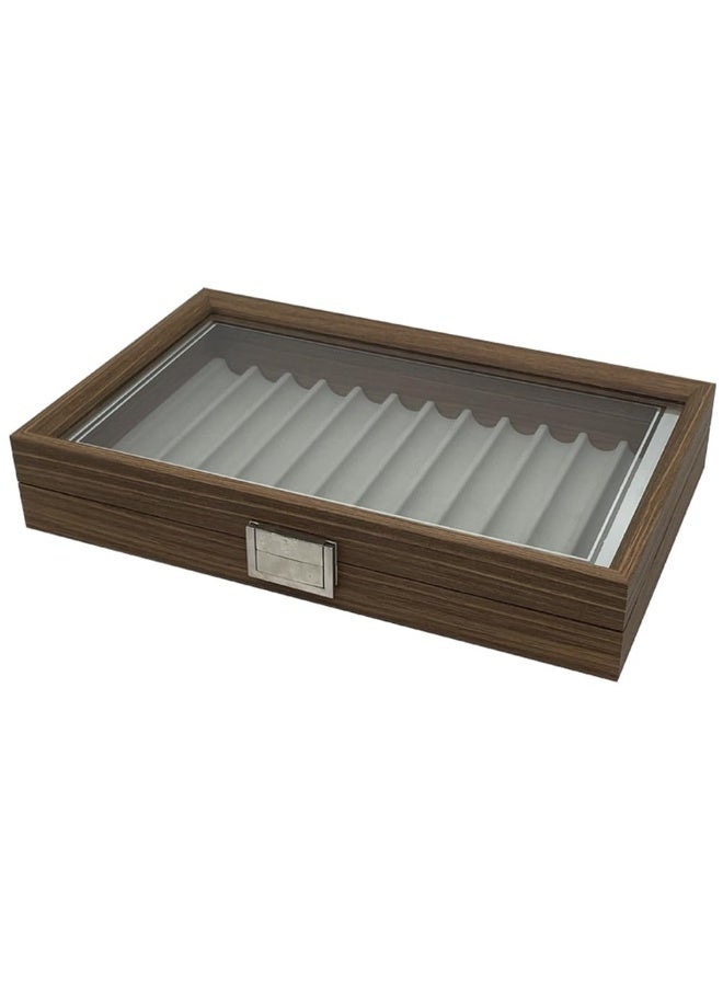 kunshao 12 Slot Pen Display Box with Lid, Wood Pen Display Case, Pen Storage Collection Display Box - Image 2