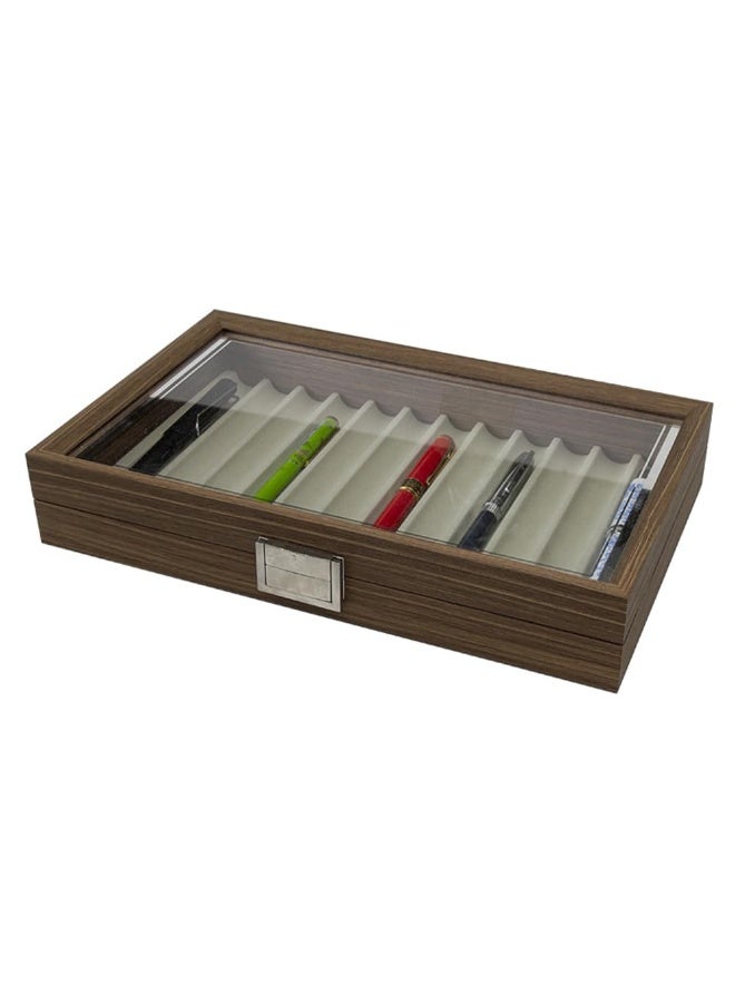 kunshao 12 Slot Pen Display Box with Lid, Wood Pen Display Case, Pen Storage Collection Display Box - Image 4