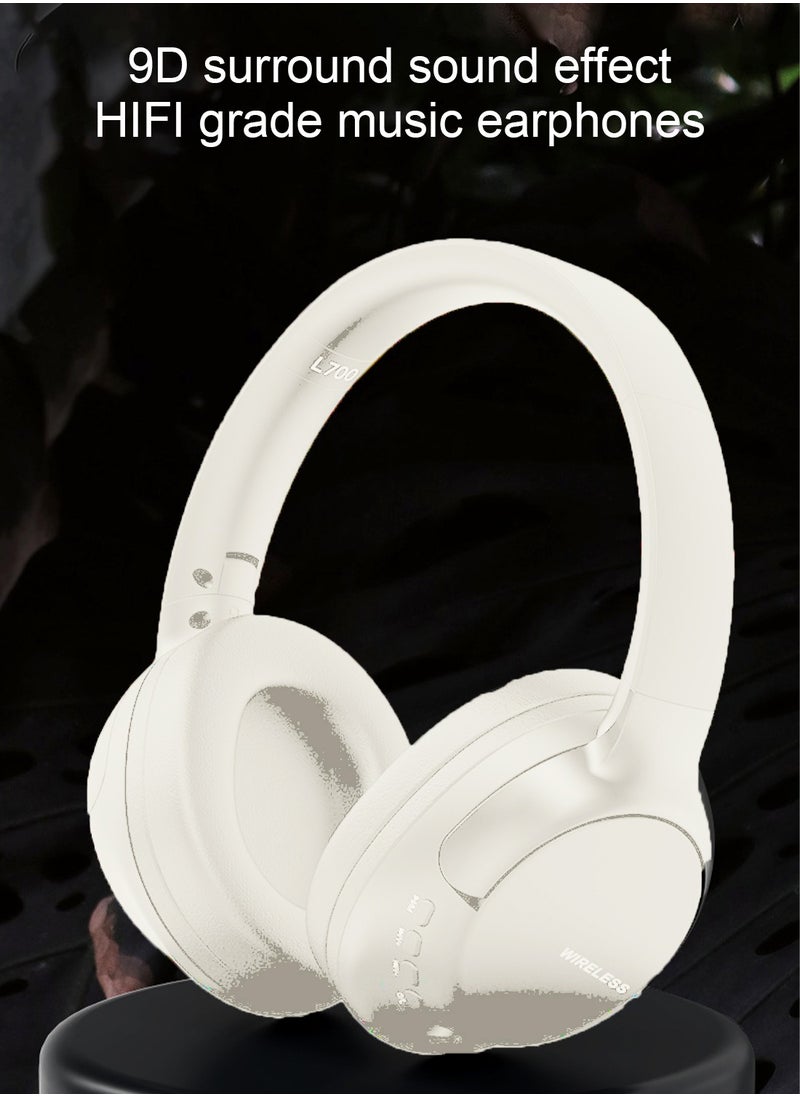 Over-Ear Bluetooth Wireless Headphone,Stereo Sound Intelligent Noise-Canceling Headset, TF Card/Wired/Wireless Mode White