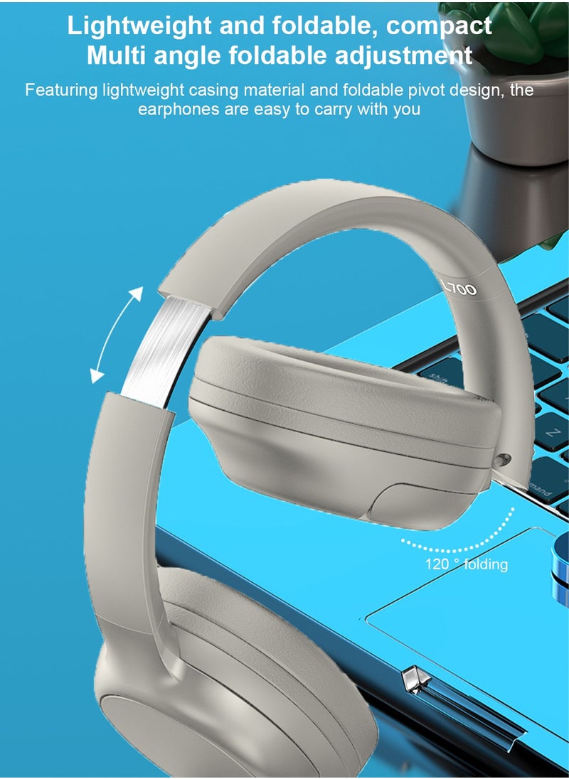 Over-Ear Bluetooth Wireless Headphone,Stereo Sound Intelligent Noise-Canceling Headset, TF Card/Wired/Wireless Mode White