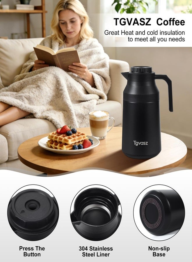 Tgvasz 2 PCS Thermal Coffee Carafe Insulated Stainless Steel Coffee Carafe for Hot Liquid Vacuum Thermal Pot Creamer Pitcher Dispenser Keeping Hot Water Milk(Black/Black 68 oz) - Image 3