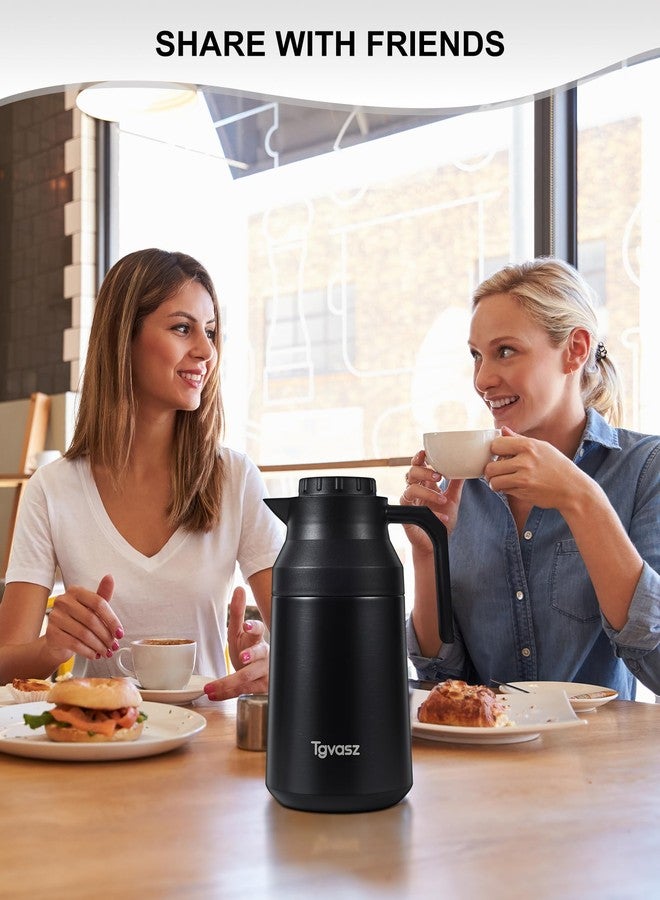 Tgvasz 2 PCS Thermal Coffee Carafe Insulated Stainless Steel Coffee Carafe for Hot Liquid Vacuum Thermal Pot Creamer Pitcher Dispenser Keeping Hot Water Milk(Black/Black 68 oz) - Image 4
