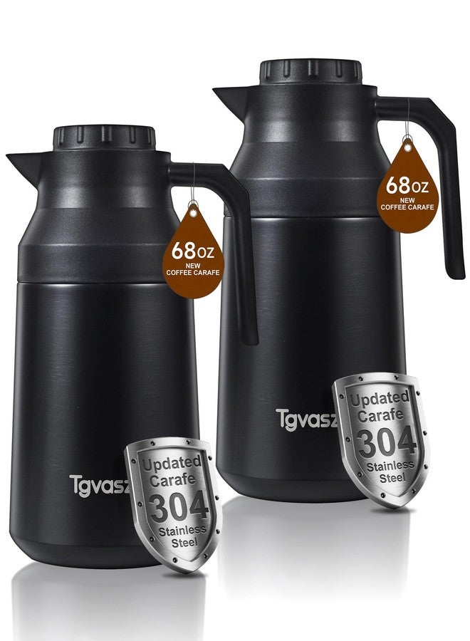 Tgvasz 2 PCS Thermal Coffee Carafe Insulated Stainless Steel Coffee Carafe for Hot Liquid Vacuum Thermal Pot Creamer Pitcher Dispenser Keeping Hot Water Milk(Black/Black 68 oz) - Image 1