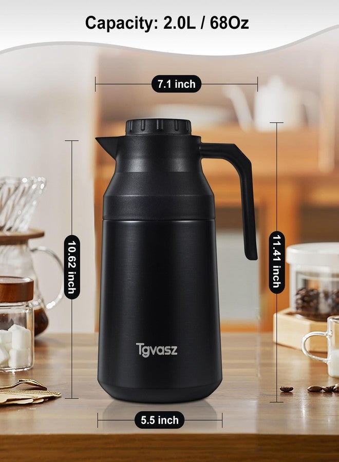 Tgvasz 2 PCS Thermal Coffee Carafe Insulated Stainless Steel Coffee Carafe for Hot Liquid Vacuum Thermal Pot Creamer Pitcher Dispenser Keeping Hot Water Milk(Black/Black 68 oz) - Image 5