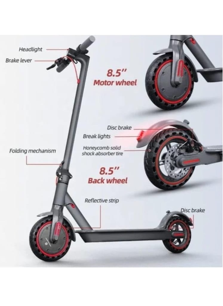 Generic - High Speed Electric Scooter With Flashing Turn Signals 350W Brushless Motor, App control, Bluetooth, Foldable E scooter , this amazing scooter comes with free helmet, lock and vest - Black - Image 1