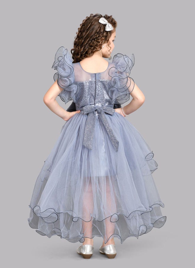 PinkChick Grey Fit & Flare Maxi Dress for Girls - Image 5