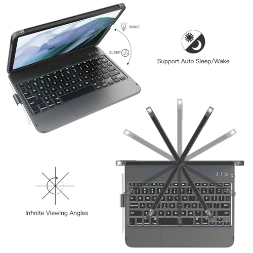 TQQ Touch iPad (A16) 11th Generation Case with Keyboard (11", 2025) & 10th Gen (10.9", 2022) - 360° Rotatable, Thin & Light, Multi-Touch Trackpad for iPad (A16) 11th/10th Gen (Gray) - Image 4