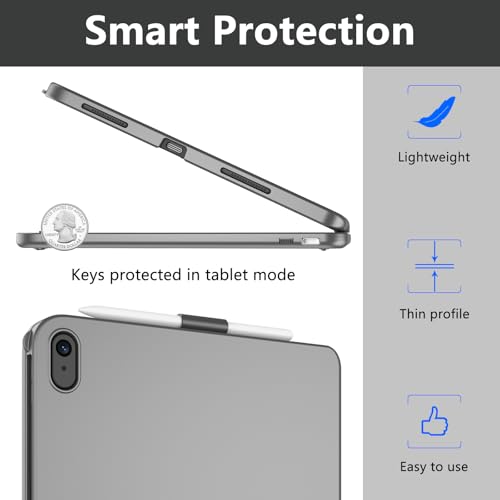 TQQ Touch iPad (A16) 11th Generation Case with Keyboard (11", 2025) & 10th Gen (10.9", 2022) - 360° Rotatable, Thin & Light, Multi-Touch Trackpad for iPad (A16) 11th/10th Gen (Gray) - Image 3