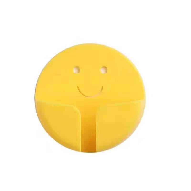 Smiley Face Plug Hook No Punching Fixed Data Cable Charger Power Plug Socket Hook Wall Mounted Wiring Organizer Home Supplies Yellow 