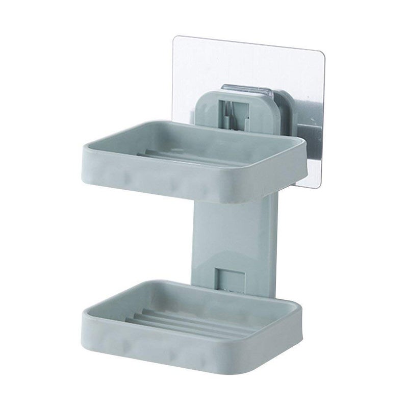 MEECOSTE Super Adhesive Sticker Soap Dish Holder Wall with ABS Plastic Bathroom Shelves and Racks 2 Layer Soap Box soap Box Travel soap case soap case Box Bathroom soap Stand for Wall (1) - Image 1