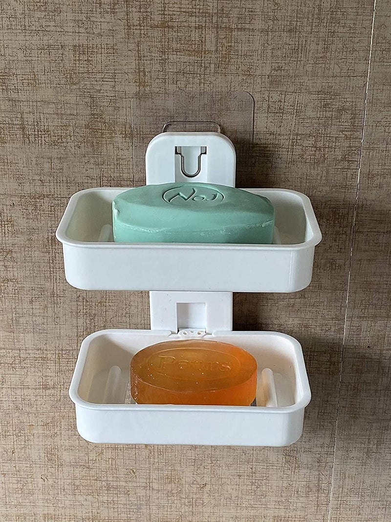 MEECOSTE Super Adhesive Sticker Soap Dish Holder Wall with ABS Plastic Bathroom Shelves and Racks 2 Layer Soap Box soap Box Travel soap case soap case Box Bathroom soap Stand for Wall (1) - Image 2