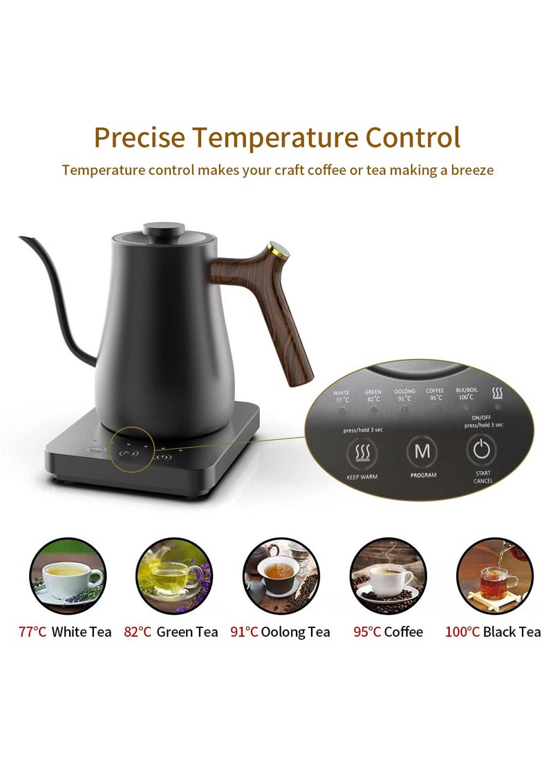 Gooseneck Kettle V60 Coffee Pot 800ML 1300W Power button temperature adjustment Digital display temperature Automatic heat preservation Stainless steel material Suitable for home and office
