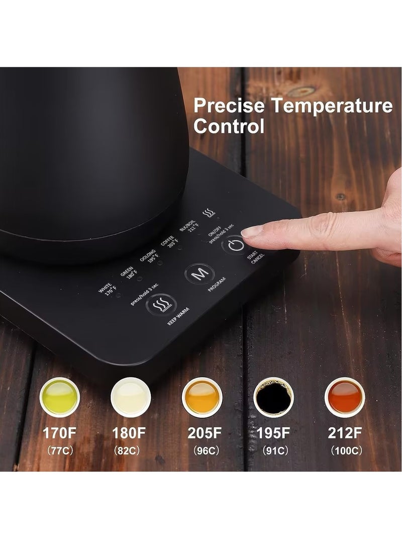 Gooseneck Kettle V60 Coffee Pot 800ML 1300W Power button temperature adjustment Digital display temperature Automatic heat preservation Stainless steel material Suitable for home and office