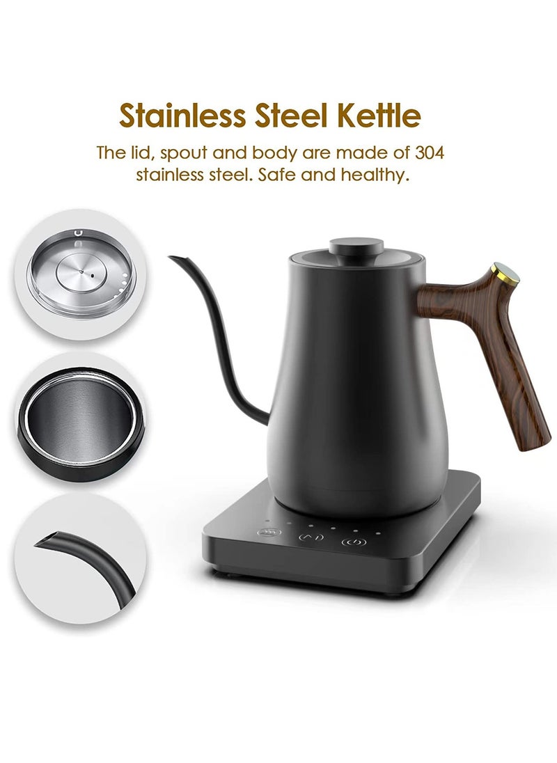 Gooseneck Kettle V60 Coffee Pot 800ML 1300W Power button temperature adjustment Digital display temperature Automatic heat preservation Stainless steel material Suitable for home and office