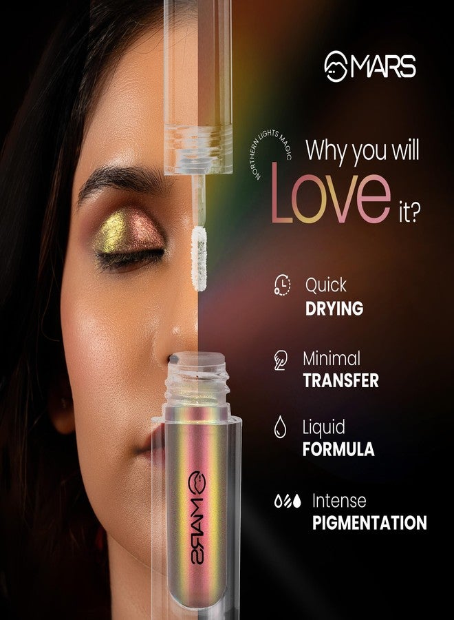 MARS Northern Lights Liquid Eyeshadow With Dual-Tone Chrome Effect | Liquid Shimmer | One Swipe Pigmentation | Smudge Proof | Light Weight Formula (1.8ml) (01-Scottish Serenity) - Image 3