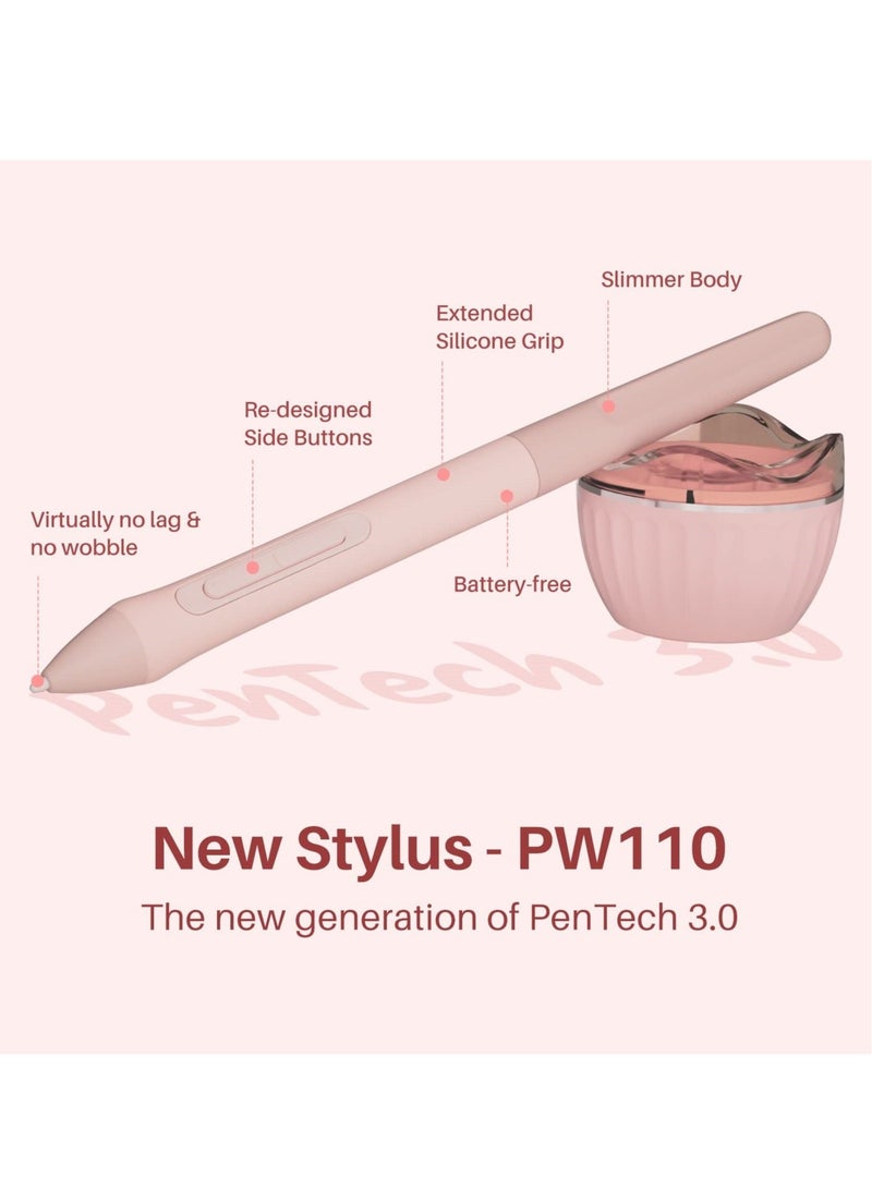 Captaintech 6x4 Inches Drawing Tablet, Digital Drawing Art Pad with 6 Shortcut Keys,Battery-Free 8192 Passive Stylus，Computer Graphic Pen Tablet Work for Mac, Windows PC and Android(Pink) - Image 2