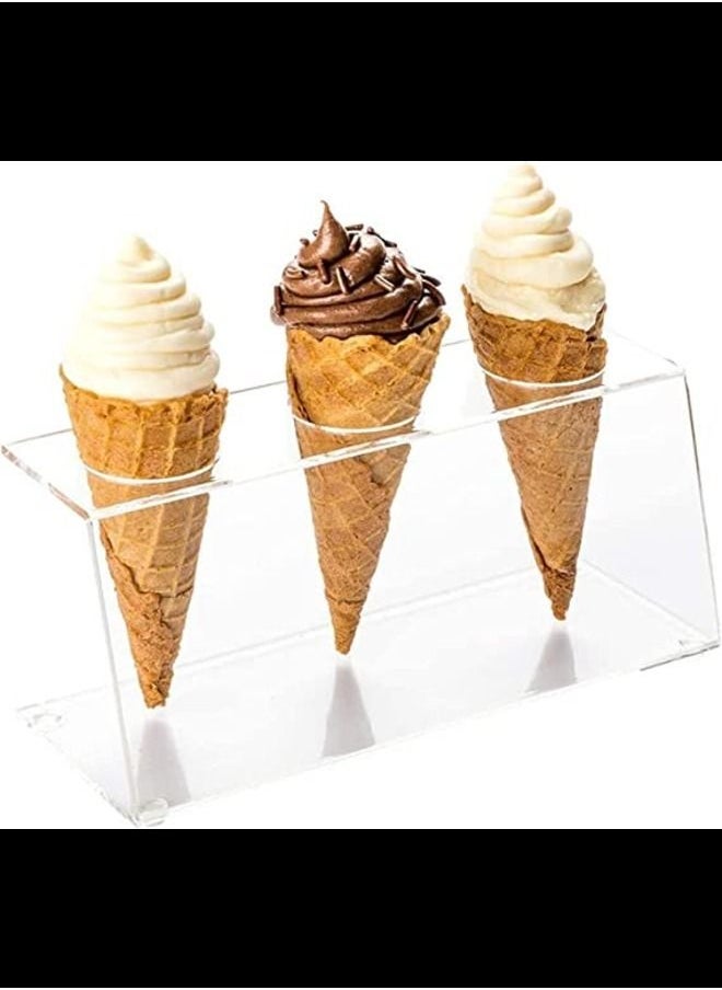 SMARTPOINTS Clear Acrylic Ice Cream Cone Holder 3 slots Restaurantware  - Image 1