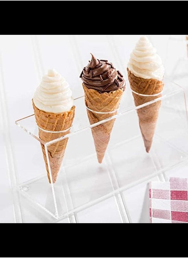 SMARTPOINTS Clear Acrylic Ice Cream Cone Holder 3 slots Restaurantware  - Image 3