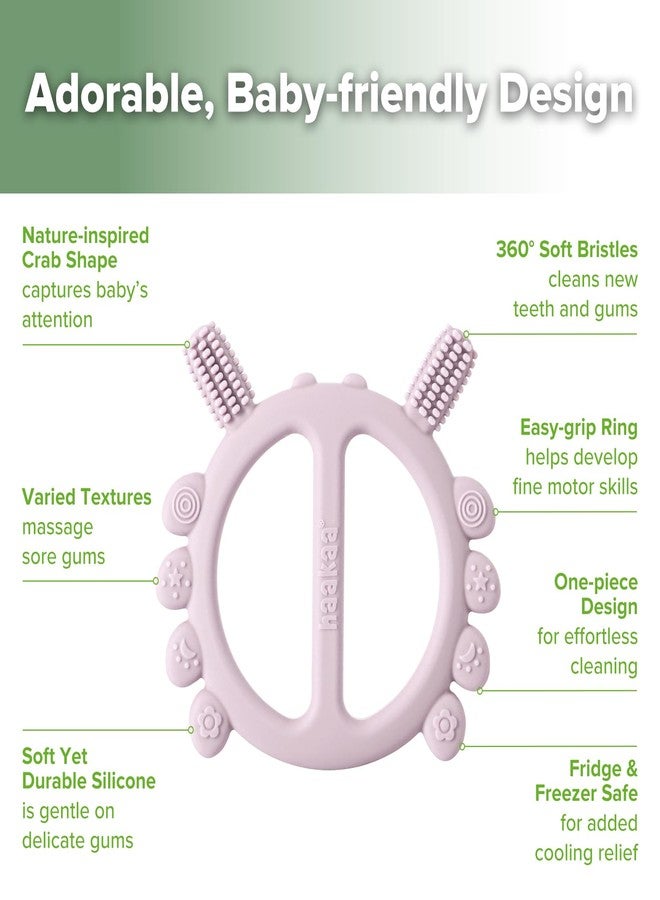 Haakaa Silicone Crab Baby Teether,Baby Toys,360°Baby Toothbrush Head for Infant Self-Brushing Training,Food-Grade Silicone,Lavender - Image 4