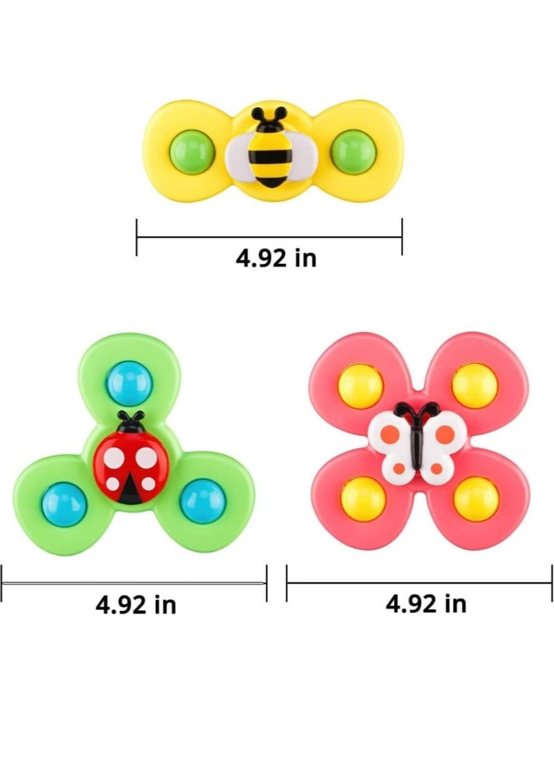 3 pieces Suction cup spinner toys ,Spinning baby toys ,Sensory toys for babies
