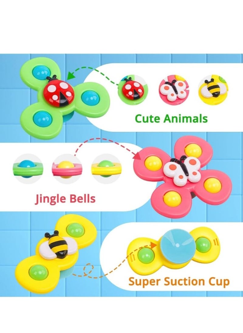 3 pieces Suction cup spinner toys ,Spinning baby toys ,Sensory toys for babies