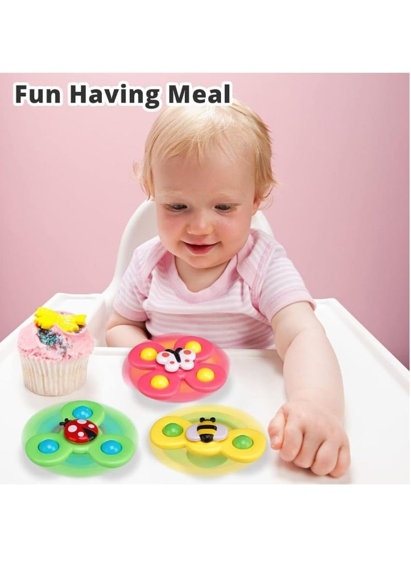 3 pieces Suction cup spinner toys ,Spinning baby toys ,Sensory toys for babies