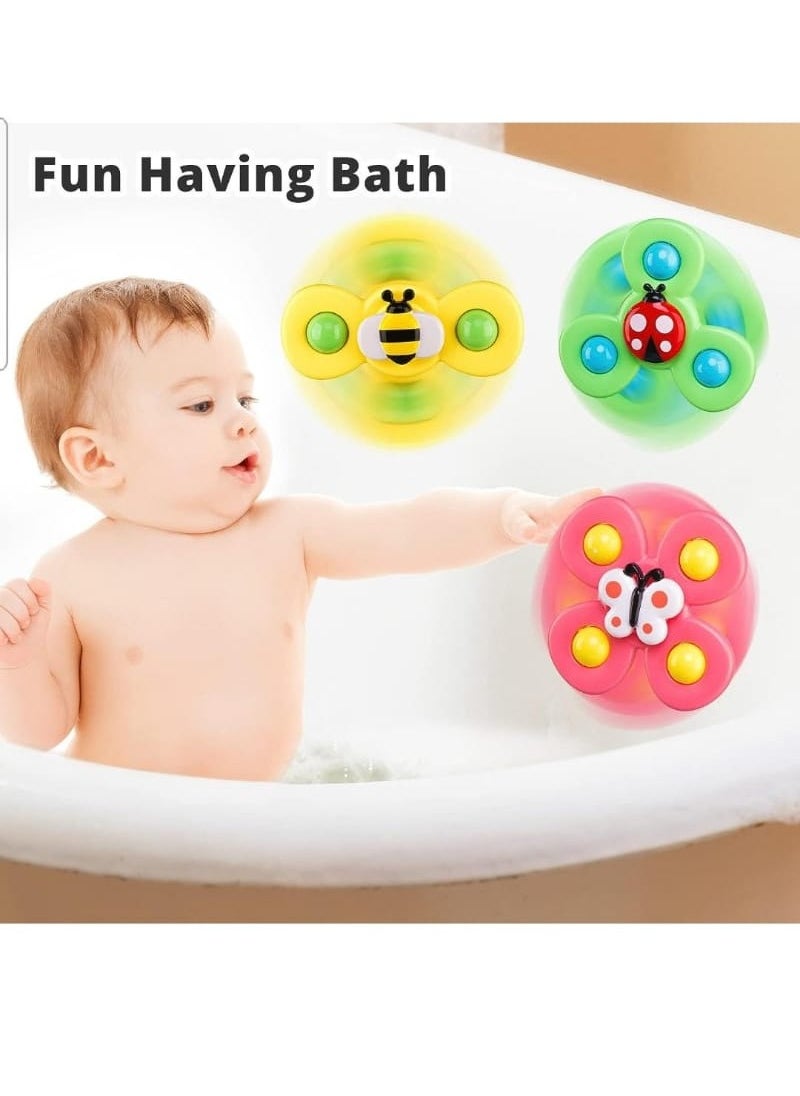 3 pieces Suction cup spinner toys ,Spinning baby toys ,Sensory toys for babies