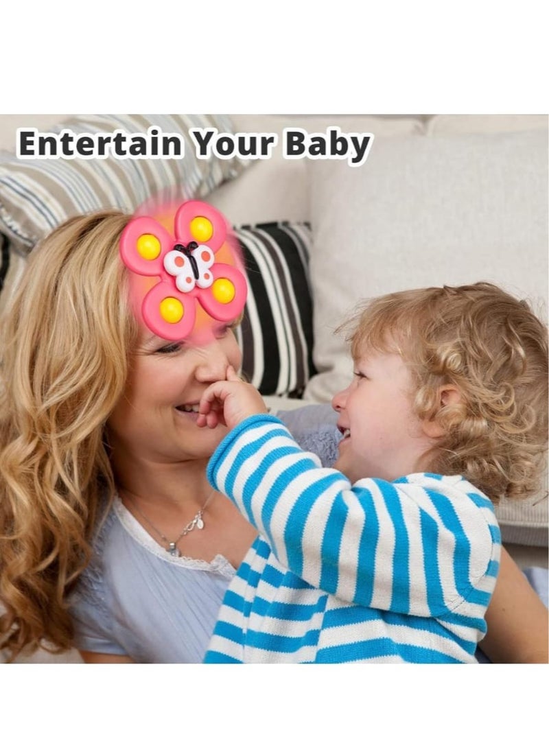 3 pieces Suction cup spinner toys ,Spinning baby toys ,Sensory toys for babies