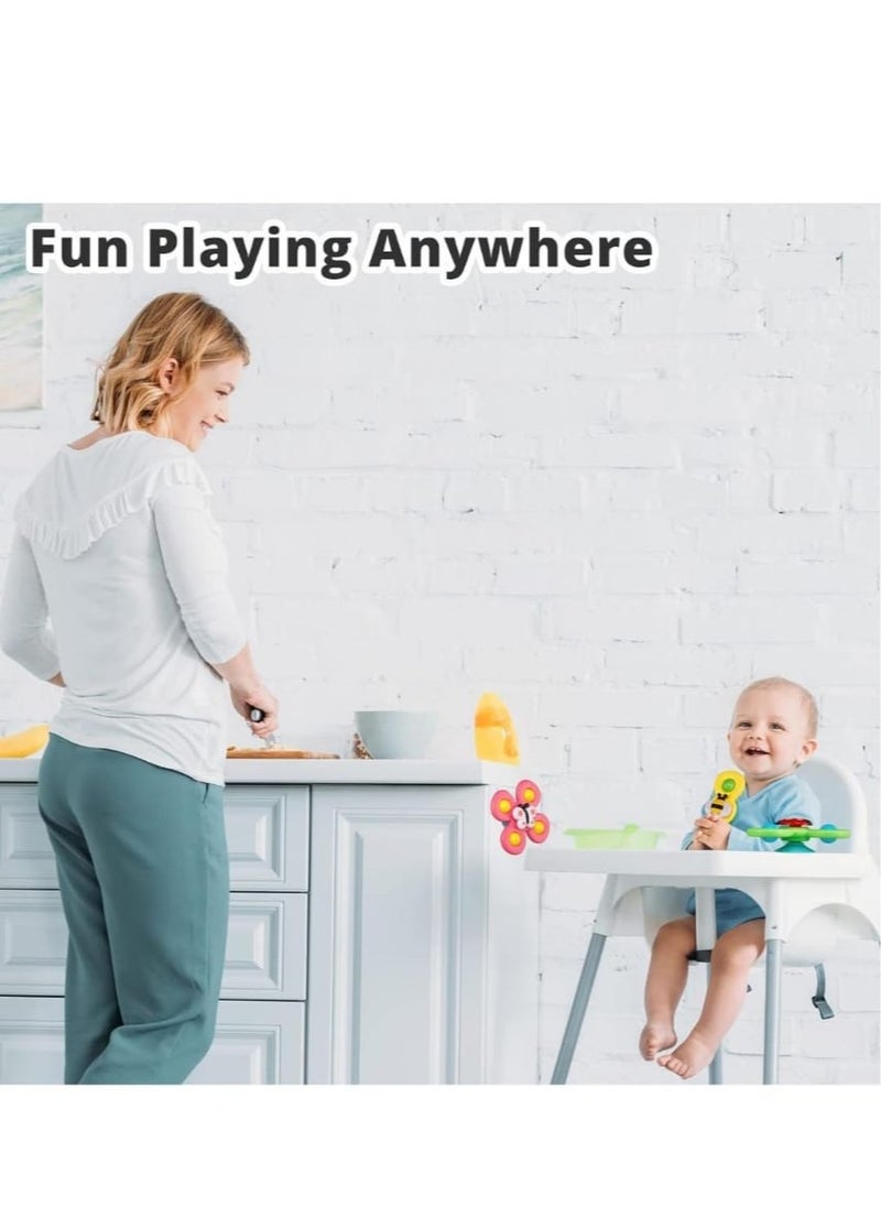 3 pieces Suction cup spinner toys ,Spinning baby toys ,Sensory toys for babies