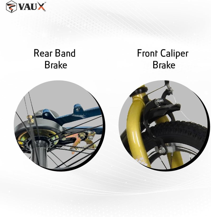 Vaux Royal 14-Inch Kids Road Bike | 14-Inch Wheel Size | Adjustbae Seat Post | With Handbrake, Training Wheels And Side Stand | Blue Color - Image 4