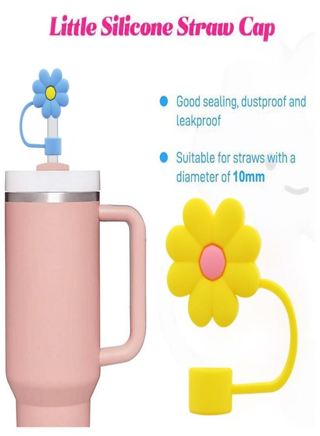 9 PCS Silicone Straw Cover Cap, Reusable Flower Pattern Straw Tips Set, Straw Cover Cap for Cup,10mm 0.4in Dust-Proof Reusable Straw Tips Lids,Straw Tip Covers for Cups Accessories - Image 4
