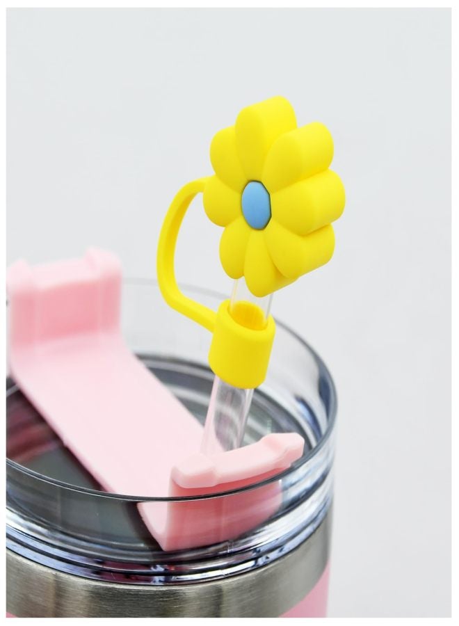 9 PCS Silicone Straw Cover Cap, Reusable Flower Pattern Straw Tips Set, Straw Cover Cap for Cup,10mm 0.4in Dust-Proof Reusable Straw Tips Lids,Straw Tip Covers for Cups Accessories - Image 3