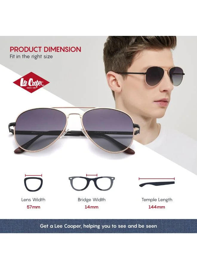 Lee Cooper Polarized Sunglasses Gold Frame Grad Smoke Mirror Lens 57mm  - LC1015C03