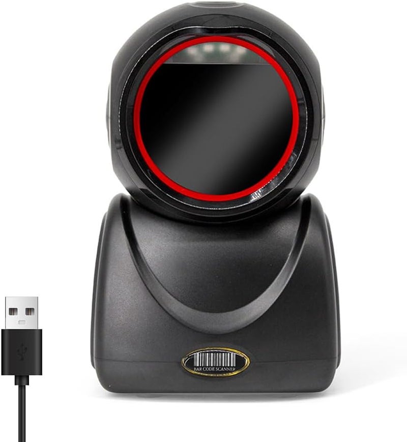 ماسح باركود USB سلكي 1D و2D بتفكيك سريع للصور للاستخدام في محلات السوبر ماركت (أسود) - Image 1
