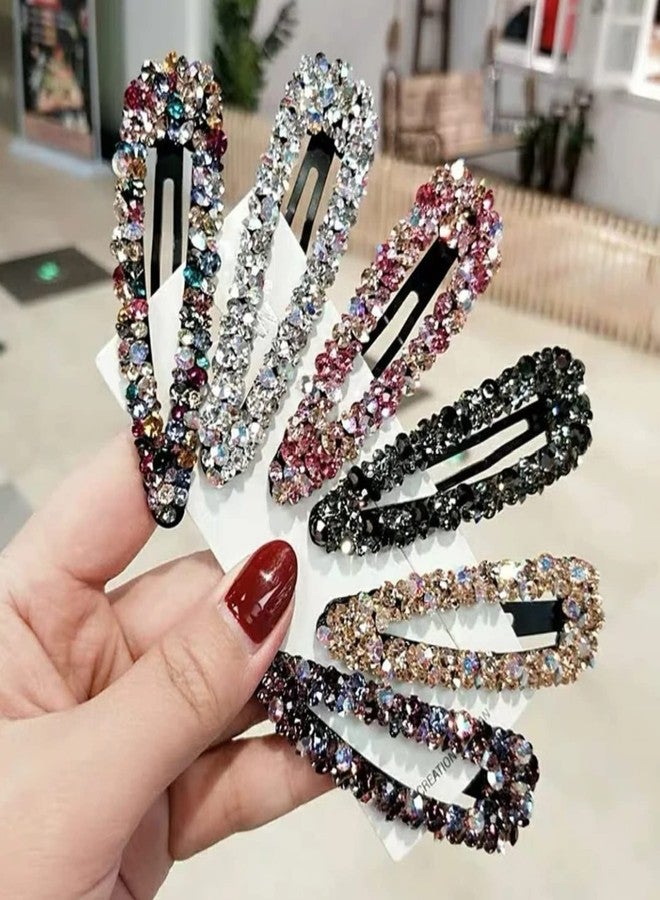 VSAKSH 10 Pieces Rhinestone Clip for Hair Crystal Snap Hair Barrette Colorful Hair Clips Diamond Hairpin Metal Hair Accessories for Women Girl (Rectangle & Triangle Shape) - Image 1
