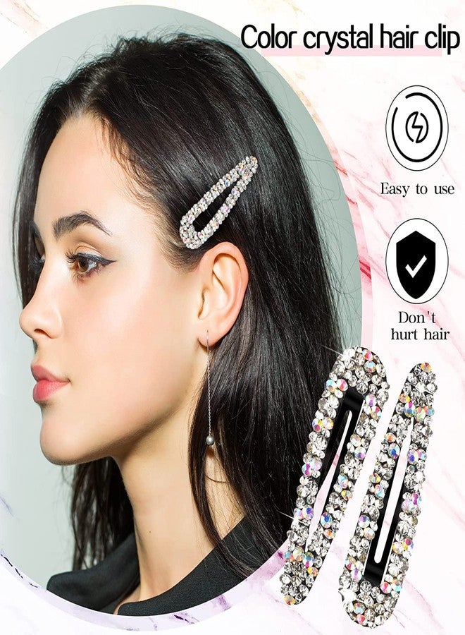 VSAKSH 10 Pieces Rhinestone Clip for Hair Crystal Snap Hair Barrette Colorful Hair Clips Diamond Hairpin Metal Hair Accessories for Women Girl (Rectangle & Triangle Shape) - Image 2