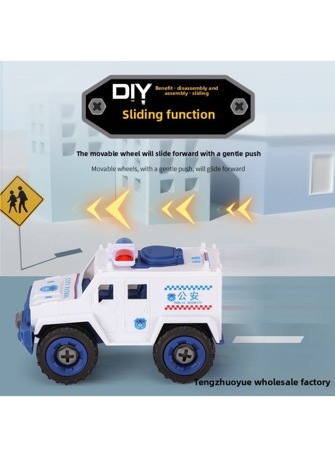 Removable Police Car Toy Children Screw Assembly Puzzle Boy Assembly Assembly Dismantling Worker-Color:Fire Truck + Police Car + Sea, Land And Air + Engineering A  - Image 3
